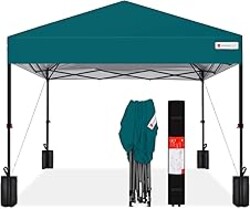 Best Choice Products 10x10ft Pop Up Canopy Tent, Outdoor Shade, 1 Person 1 Minute Set Up, Carry Case, 4 Weight Bags - Cerulean