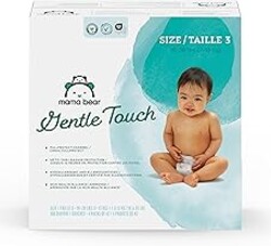 Amazon Brand - Mama Bear Gentle Touch Baby Diapers, Size 3, 168 Count (4 packs of 42), Leakproof, Keeps Baby Dry, Skin Safe, Formulated without Fragrance with Wetness Indicator