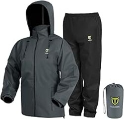 TIDEWE Rain Suit, Waterproof Breathable Lightweight 2 Pieces Rainwear