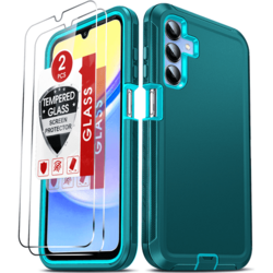 LeYi For Samsung Galaxy A15 5G Phone Case with Screen Protector 2-Pack 3-in-1 Rugged Case, Teal