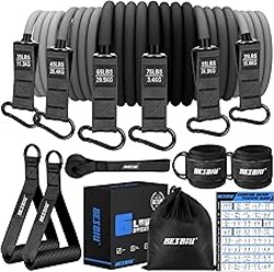 Heavy Resistance Bands for Working Out, 300lbs/360lb/420lb Exercise Bands Workout Bands with Handles, Door Anchor, Ankle Straps, Home Gym Workout Equipment for Men Fitness Strength Training Stretching