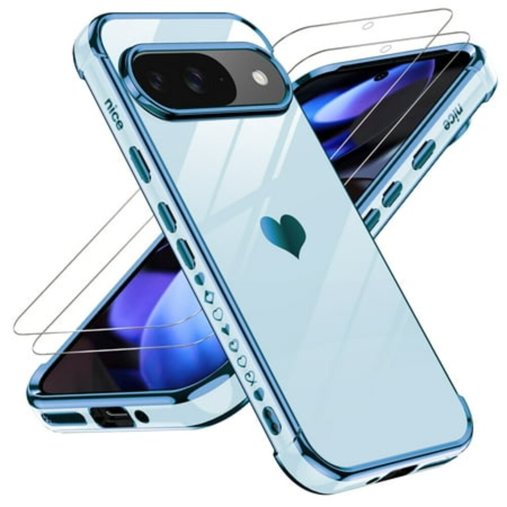 LeYi for Google Pixel 9 Pro XL Case, with 2Pcs Tempered Glass Screen Protector, Sierra Blue