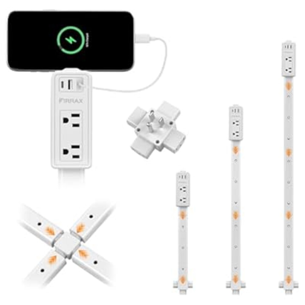Electrical Outlet Extender Stick - Features USB-A, USB-C and 2 AC Outlets, Extends 6"-34" Extendable Outlet Extender with 4-Way Plug, Access Hard-to-Reach Outlets Behind Couches, Nightstands - 1 Pack