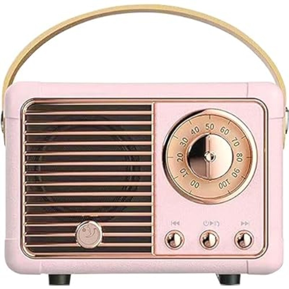 SpringFlora Retro Bluetooth Speaker, Portable Bluetooth Wireless Speaker, Hands-Free Call,400mA Battery,TF Card,Aux Line, for iPhone Android, Retro Decor for Home Office Birthday Gift Ideas Pink