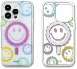 Sonix Protective Phone Case for iPhone 15 Pro Max | Compatible with MagSafe | 10ft Drop Tested | Glitter Smiley