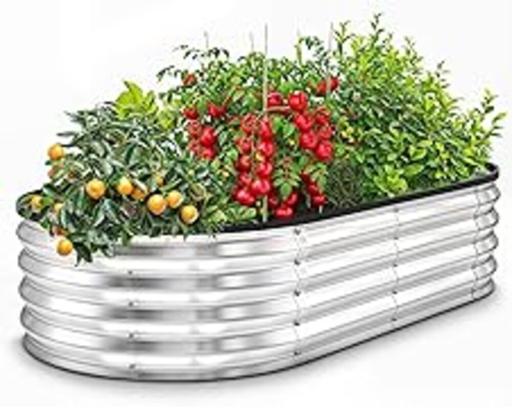Utopia Home Galvanized Raised Garden Bed Kit 4x2x1ft, Planter Box Raised Garden Beds Outdoor, Easy Assembly Metal Raised Bed for Gardening Vegetables, Fruits, Flowers - Pack of 01 - Silver