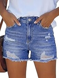 ANRABESS Denim Shorts for Women High Waisted Ripped Rolled Stretchy Jeans Shorts Casual Distressed 2026 Summer Clothes