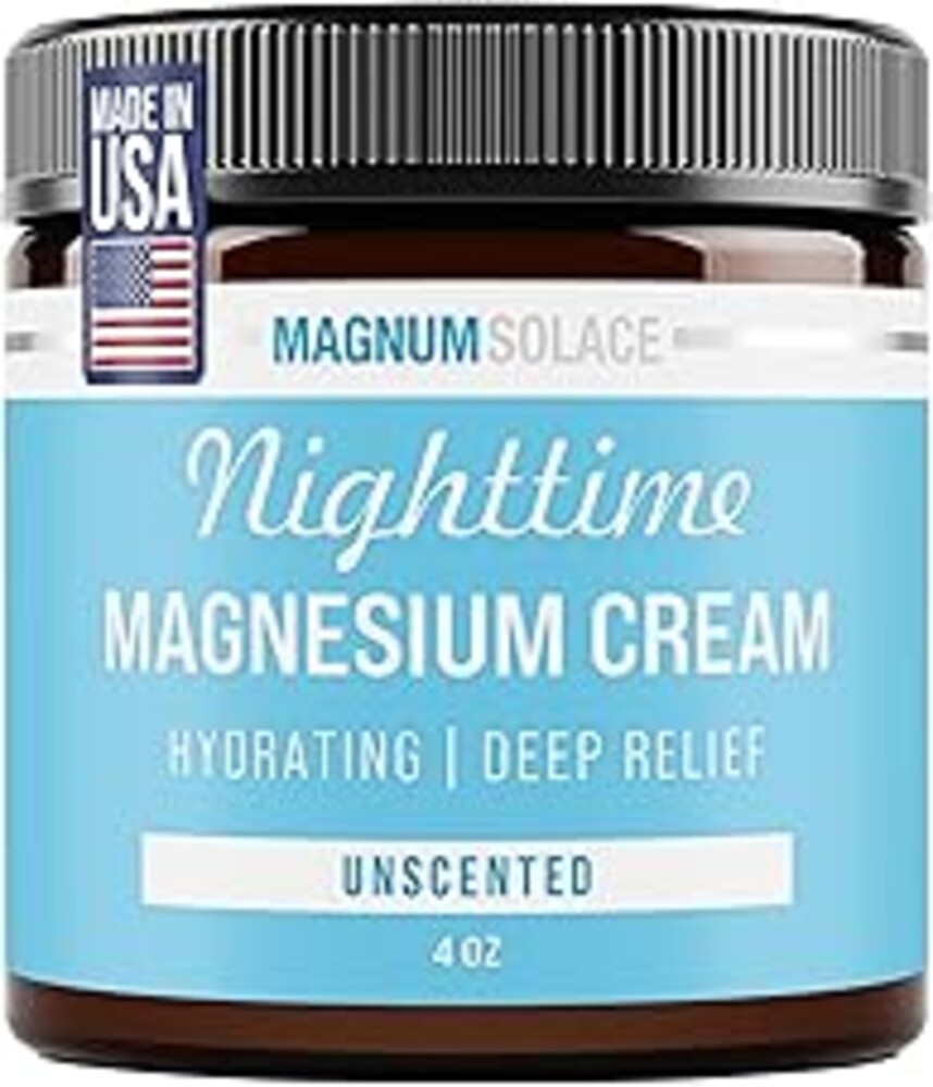 Magnum Solace Magnesium Lotion – Nighttime Magnesium Cream – Apply to Legs, Arms or Chest - Topical Magnesium Chloride – USA Made and Safe for Kids (Unscented)