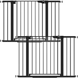 Cumbor 2 Pack 29.7-46" Baby Gate for Stairs, Mom's Choice Awards Winner-Auto Close Dog Gate for doorways, Easy Install Pressure Mounted Pet Gates indoor, Easy Walk Thru Wide Safety Gate for Dog, Black