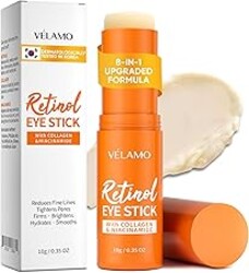 VELAMO ADVANCED Retinol Eye Stick: Plumping & Smoothing Under Eye Balm for Dark Circles, Puffiness & Wrinkles - Made in Korea, Upgraded Formula with Collagen, Niacinamide & Peptides, 0.35 OZ/10g