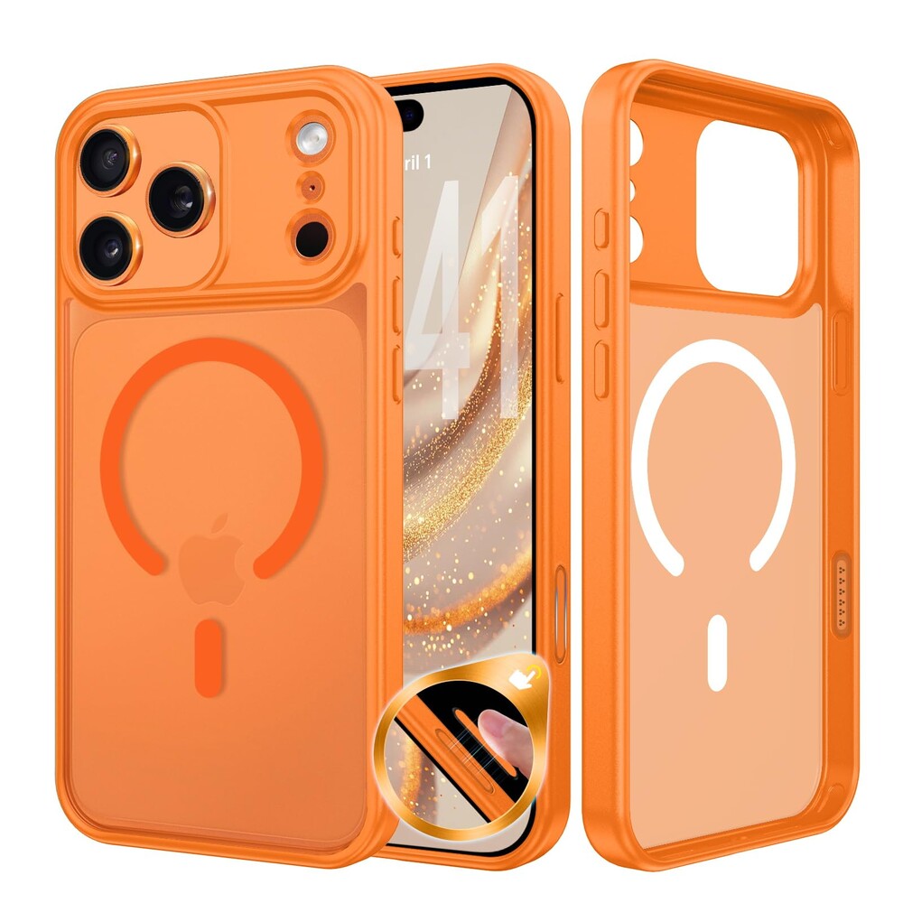 BENTOBEN Magnetic for iPhone 17 Pro Max Case 6.3” 2025 (Compatible with MagSafe), Camera Button Protection Translucent Matte Shockproof,Women Men Protective Cover for iPhone 17 Pro Max Cosmic Orange