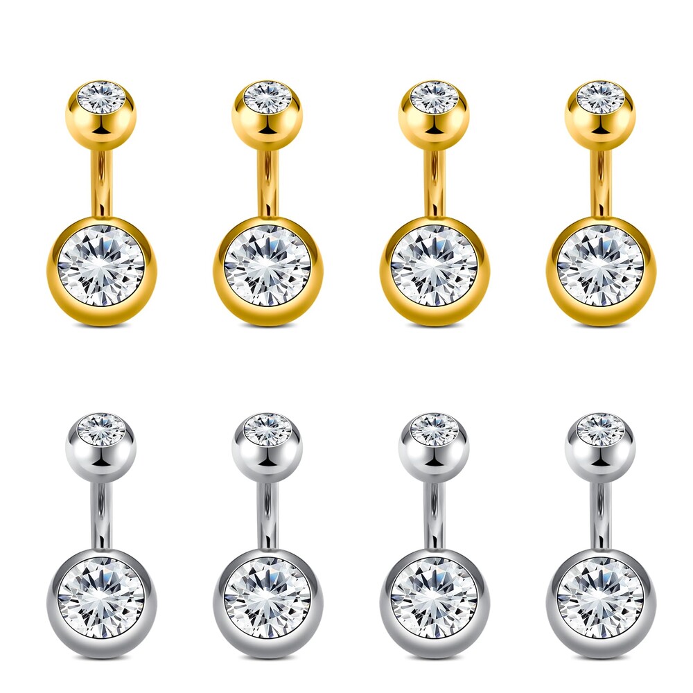 VCMART 14g Belly Button Ring Belly Button Piercing Belly Rings Surgical Steel Belly Button Rings 6mm 8mm 10mm 12mm 14mm 16mm 18mm Short Long Bar Belly Piercing Jewelry for Women