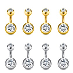VCMART 14g Belly Button Ring Belly Button Piercing Belly Rings Surgical Steel Belly Button Rings 6mm 8mm 10mm 12mm 14mm 16mm 18mm Short Long Bar Belly Piercing Jewelry for Women