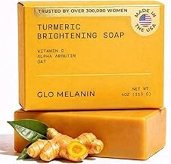 Glo Melanin Organic Turmeric Soap for Dark Spots, Soap for Face, All Natural Face Wash
