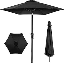 Best Choice Products 10ft Outdoor Patio Umbrella, Outdoor Table Umbrella, Yard Umbrella, Market Umbrella with 8 Sturdy Ribs, Push Button, Tilt and Crank - Black