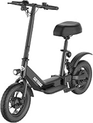 Gotrax A3 Electric Scooter with Seat for Adults, 350W Motor, 15.5MPH Top Speed, Max 9.5 Miles Range, 12" Pneumatic Tire and Height Adujustable Seat, Lightweight and Foldable for Commuting (Black)