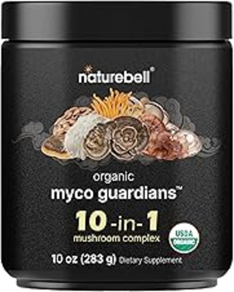 NatureBell Organic Mushroom Powder, 10oz | 10-in-1 Adaptogenic Blend with Lion’s Mane, Reishi, Shiitake, Chaga & More | Great for Coffee, Smoothies & Recipes