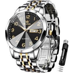 OLEVS Watch for Men Simple Business Dress Analog Stainless Steel Waterproof Luminous Date Easy Read Men Wrsit Watch