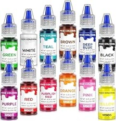 Cherrysea 12 Colors Food Coloring Set - Vibrant Liquid Food Colors Frosting Dye Tasteless for Cake Decorating, Easter Egg, Royal Icing, Fondant, Macaron - 0.25 Fl. oz/Bottles