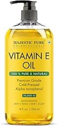 Majestic Pure Oil - 100% Pure and Natural- Cold Pressed & Hexane Free Natural Hair Growth Oil for Eyelashes, Eyebrows, Skin, Body, Face, Nails & Scalp - Vitamin E Oil 8 Fl Oz