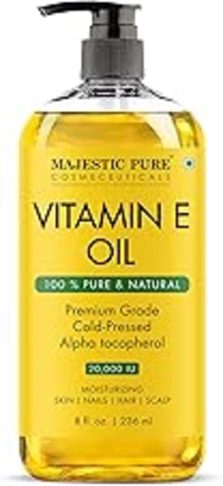 Majestic Pure Oil - 100% Pure and Natural- Cold Pressed & Hexane Free Natural Hair Growth Oil for Eyelashes, Eyebrows, Skin, Body, Face, Nails & Scalp - Vitamin E Oil 8 Fl Oz