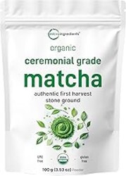 Micro Ingredients Organic Ceremonial Grade Matcha Powder, 100 Servings | Authentic Japanese First Harvest Matcha Green Tea Powder For Barista-Grade Latte, Beverage & Baking