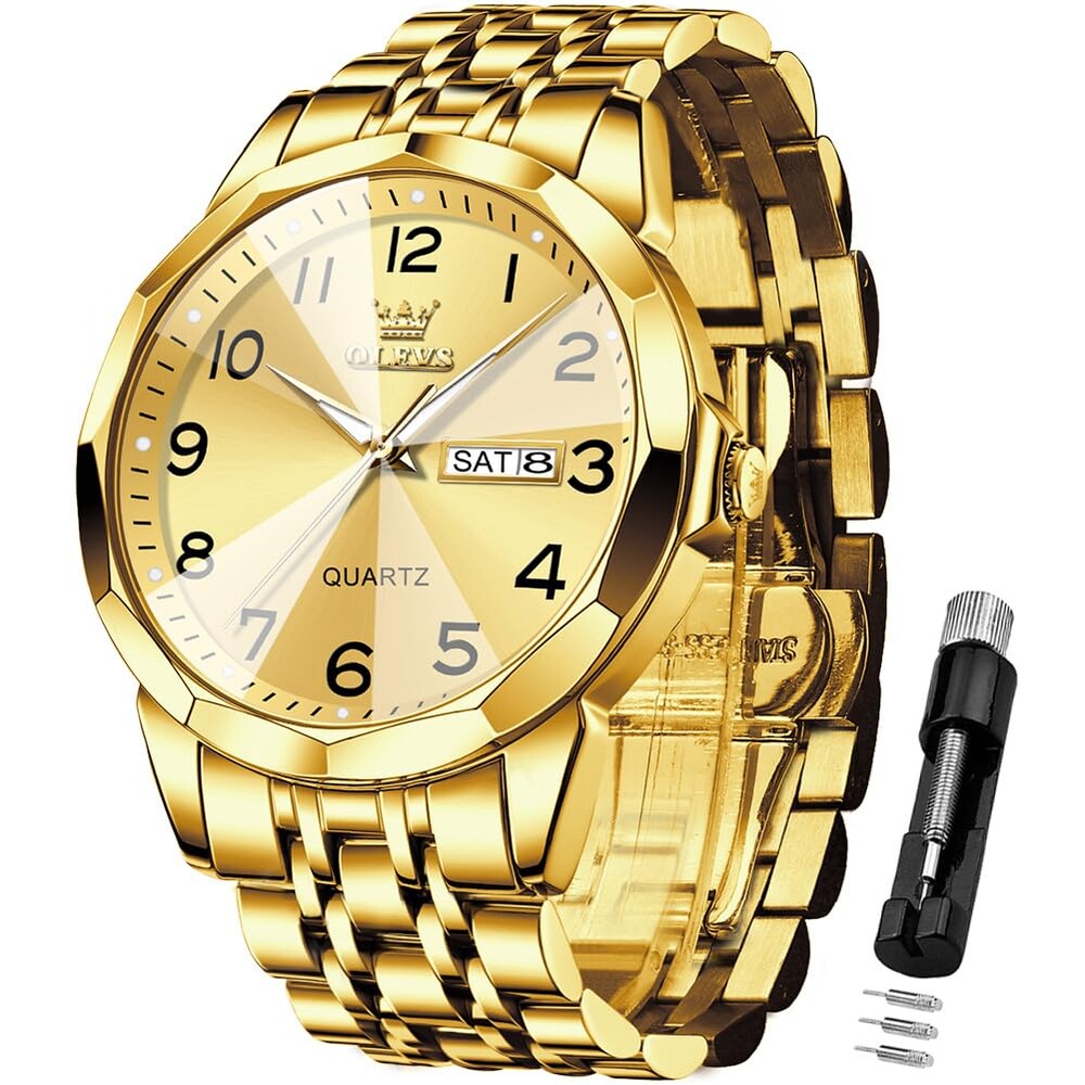 OLEVS Watch for Men Simple Business Dress Analog Stainless Steel Waterproof Luminous Date Easy Read Men Wrsit Watch