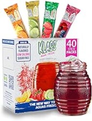 Klass Aguas Frescas, Powdered Drink Mix Variety Pack, 40 Singles Zero Sugar & Caffeine-Free Powder Packets, Water Drink Mix, Flavors: Cucumber Limeade, Strawberry Watermelon, Hibiscus Berries & Pineapple Tangerine - 5 Calories Per Packet & Natural Flavors