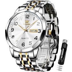 OLEVS Watch for Men Simple Business Dress Analog Stainless Steel Waterproof Luminous Date Easy Read Men Wrsit Watch