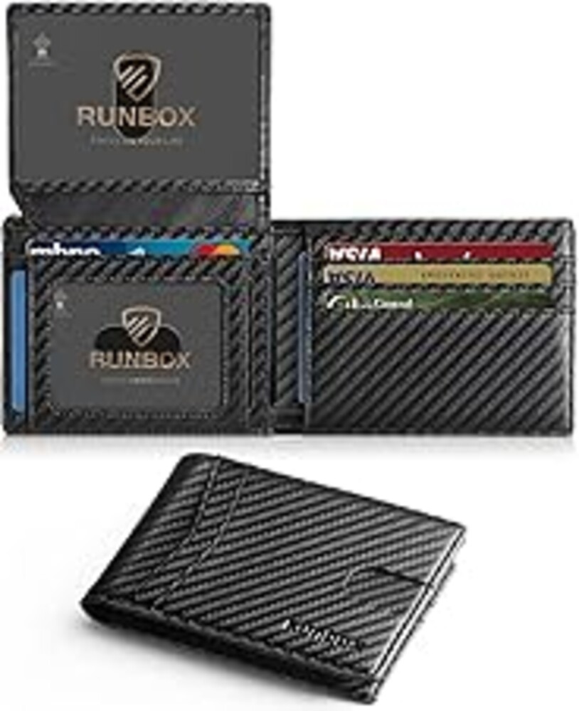 RUNBOX Wallet for Men Slim Rfid Leather 2 ID Window With Gift Box | Slim