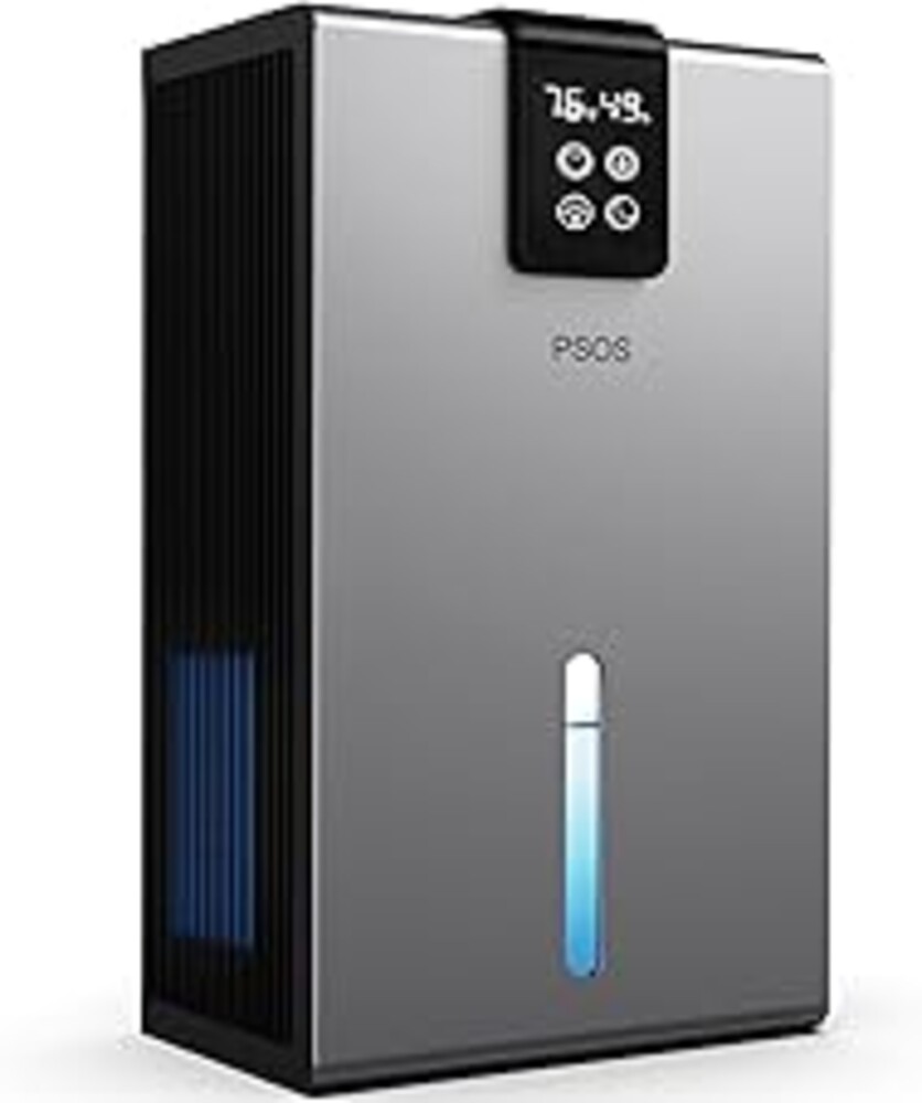 Dehumidifier, Dehumidifiers for Home, 98 OZ Water Tank, (1000 sq.ft) Quiet Dehumidifier for Basement Bathroom Bedroom with Humidity Display, Auto Shut Off, Relaxing 7 Color Ambient Light(Gray)