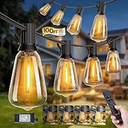 Minetom 100FT Outdoor-String-Lights with Remote, 31+2 Shatterproof ST38 LED Bulbs, Waterproof Patio Lights with 3 Modes, Dimmable & Connectable 2700K Hanging Lights for Backyard Porch Deck Balcony