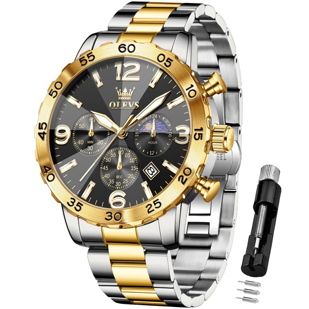 OLEVS Watch for Men Simple Business Dress Analog Stainless Steel Waterproof Luminous Date Easy Read Men Wrsit Watch