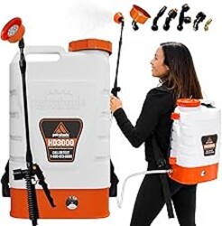 PetraTools 3 Gallon Battery Powered Backpack Sprayer in Lawn and Garden - HD3000 - Long Battery Life & Padded Straps for Comfort - Electric Sprayer w/ 6 Spray Nozzles & 80PSI (3 Gallon)