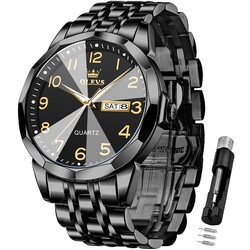 OLEVS Watch for Men Simple Business Dress Analog Stainless Steel Waterproof Luminous Date Easy Read Men Wrsit Watch