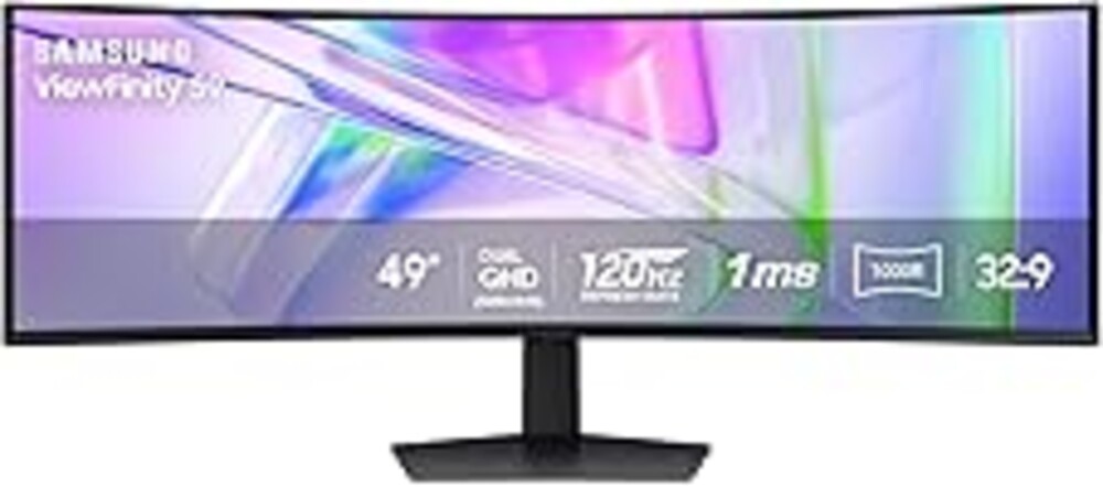 Samsung 49” Business Curved Ultrawide Dual QHD Computer Monitor, USB-C, DisplayPort, HDMI, 120Hz, VESA DisplayHDR 400, Built-in Speakers, Height Adjustable Stand, Eye Care, LS49C954UANXZA, 2024