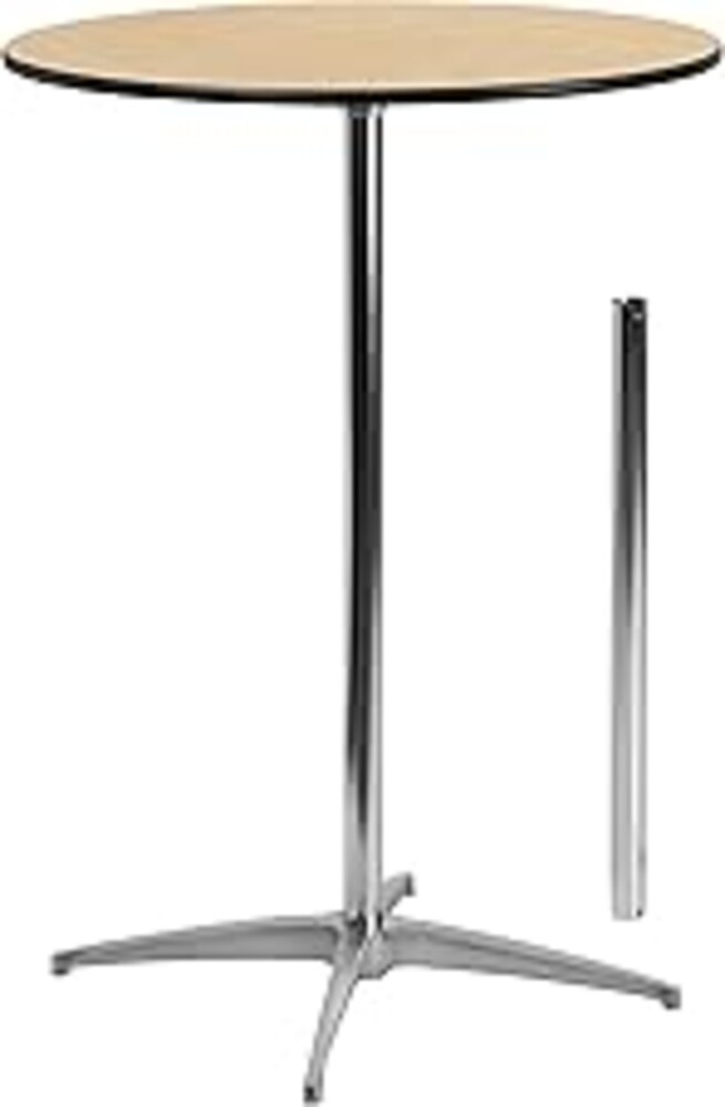 Flash Furniture Lars 30" Round Cocktail Table with 30" and 42" Columns, Adjustable Standard or Bar Height Round Table for Events or Home Use, Natural