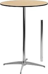 Flash Furniture Lars 30" Round Cocktail Table with 30" and 42" Columns, Adjustable Standard or Bar Height Round Table for Events or Home Use, Natural