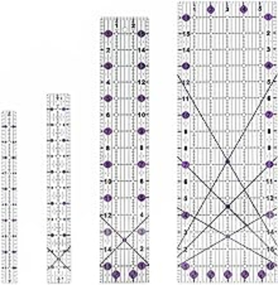 Quilting Rulers Sewing Ruler,Acrylic Quilting Ruler Templates,Precision Cutting Tools for Patchwork Fabric,Sewing Supplies Purple(6"X17",3"X16",1.5"X12",1"X11")