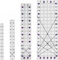 Quilting Rulers Sewing Ruler,Acrylic Quilting Ruler Templates,Precision Cutting Tools for Patchwork Fabric,Sewing Supplies Purple(6"X17",3"X16",1.5"X12",1"X11")