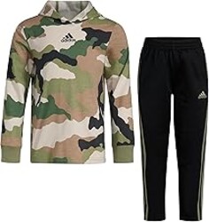 adidas Boys' Long Sleeve Camo Fleece Hooded Pullover Set