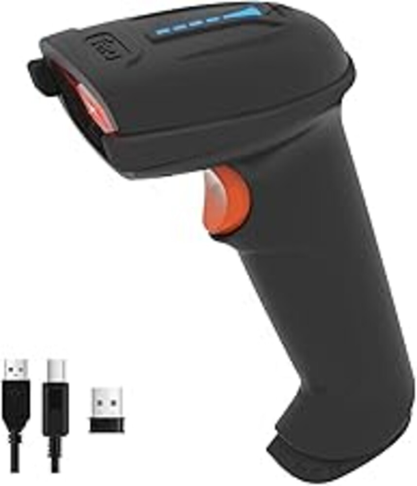 Tera Pro 1D Wireless Barcode Scanner 3 in 1 Bluetooth & 2.4G Wireless & USB Wired CCD Cordless 2500 Pixel Bar Code Reader with Battery Level Indicator for Windows Mac Android iOS Model T5100C,Orange