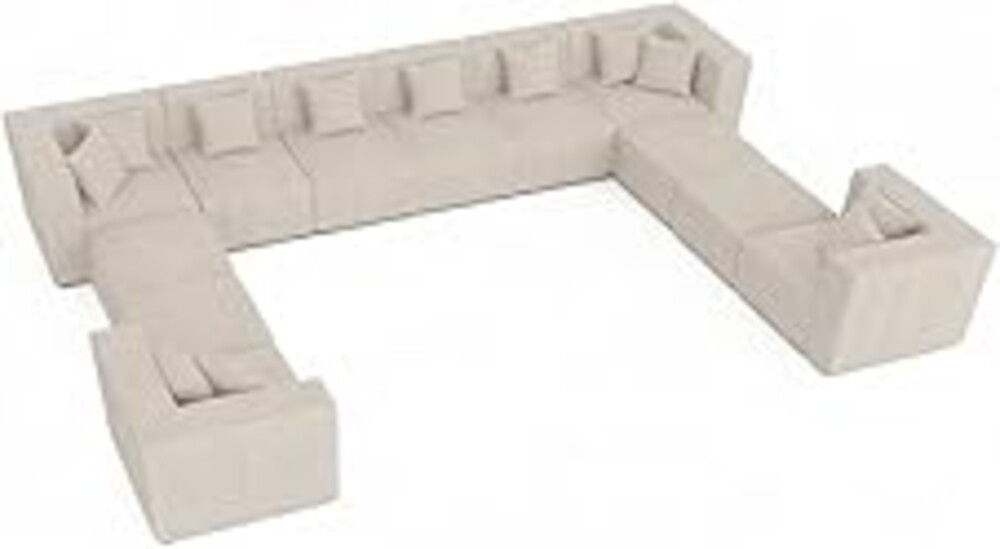 MONVANE Modular Sectional Sofa, Oversized 12 Seat Convertible U Shaped Couch with Ottoman, Comfy Chenille Cloud Couch with Deep Seat, Sectional Couches for Living Room, No Assembly Required, Beige