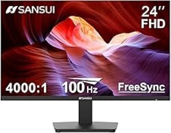 SANSUI Monitor 24 Inch 100Hz PC Monitor, HDMI VGA Ports VESA Mount, FHD Computer Monitor Ultra-Slim Ergonomic Tilt Eye Care for Home Office (ES-24F2, HDMI Cable Included)
