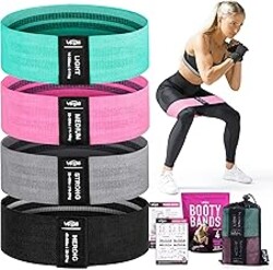 Resistance Bands for Working Out with Workout Bands Guide. 4 Booty Bands for Women Men Fabric Elastic Bands for Exercise Bands Resistance Bands for Legs Bands for Working Out Hip Thigh Glute Bands Set