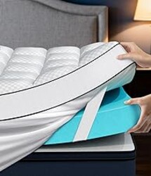 Panyu Dual Layer 4 Inch Memory Foam Mattress Topper Queen Size, 2" Cooling Gel Memory Foam & 2" Pillow Top Bed Topper, CertiPUR-US Mattress Cover for Pressure Relief, 21" Deep Pocket, White