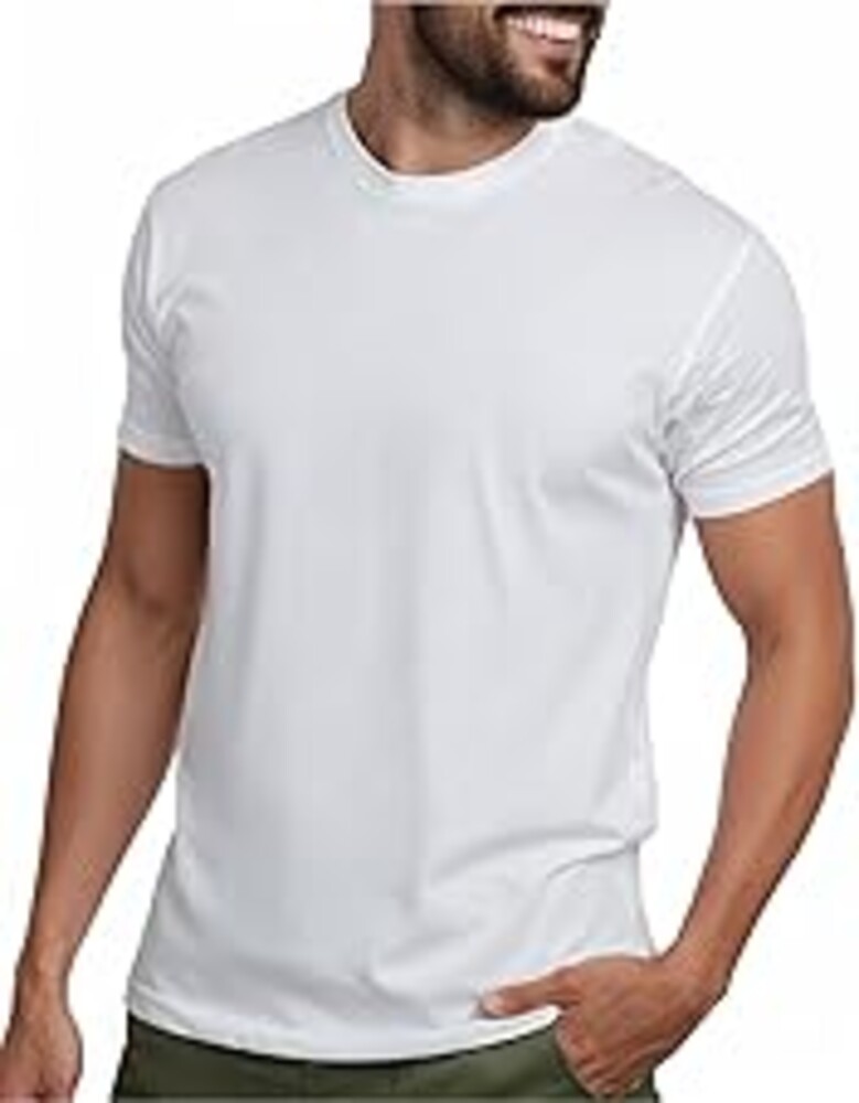 INTO THE AM Men's Plain Tees - Fitted Crewneck T-Shirts Casual Gym Workout Black White Short Sleeve Tshirts Shirts for Men