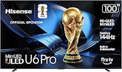 Hisense 100" U6 Pro Series Mini‑LED 4K UHD HDR Gaming AI Smart Fire TV (100U6SF Pro, 2026 New) – Hi-QLED, Native 144Hz, Motion Rate 480, Dolby Vision IQ,· Atmos, HDR10+, Glare-Free, Alexa+