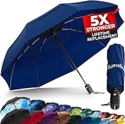 TUMELLA Strongest Windproof Travel Umbrella (Compact, Superior & Beautiful), Small, Wind-Tested, Light & Portable, Automatic Folding Rain Umbrella, Durable Premium Grip, Fits Car and Backpack