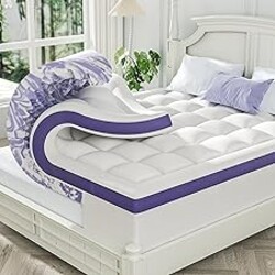 ChiXpace Dual Layer 4 Inch Memory Foam Mattress Topper Queen - 2 Inch Gel Memory Foam and 2 Inch Pillow Top Mattress Pad, 7-Zone Egg Crate Queen Size Mattress Topper (White)